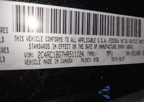 2017 Chrysler Pacifica Touring L z USA, uszkodzony, nr VIN 2C4RC1BG7HR511124